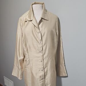 Lane Bryant Cream Satin Button-Down Shirt